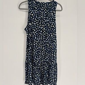 Navy Blue and White Patterned Mini Dress